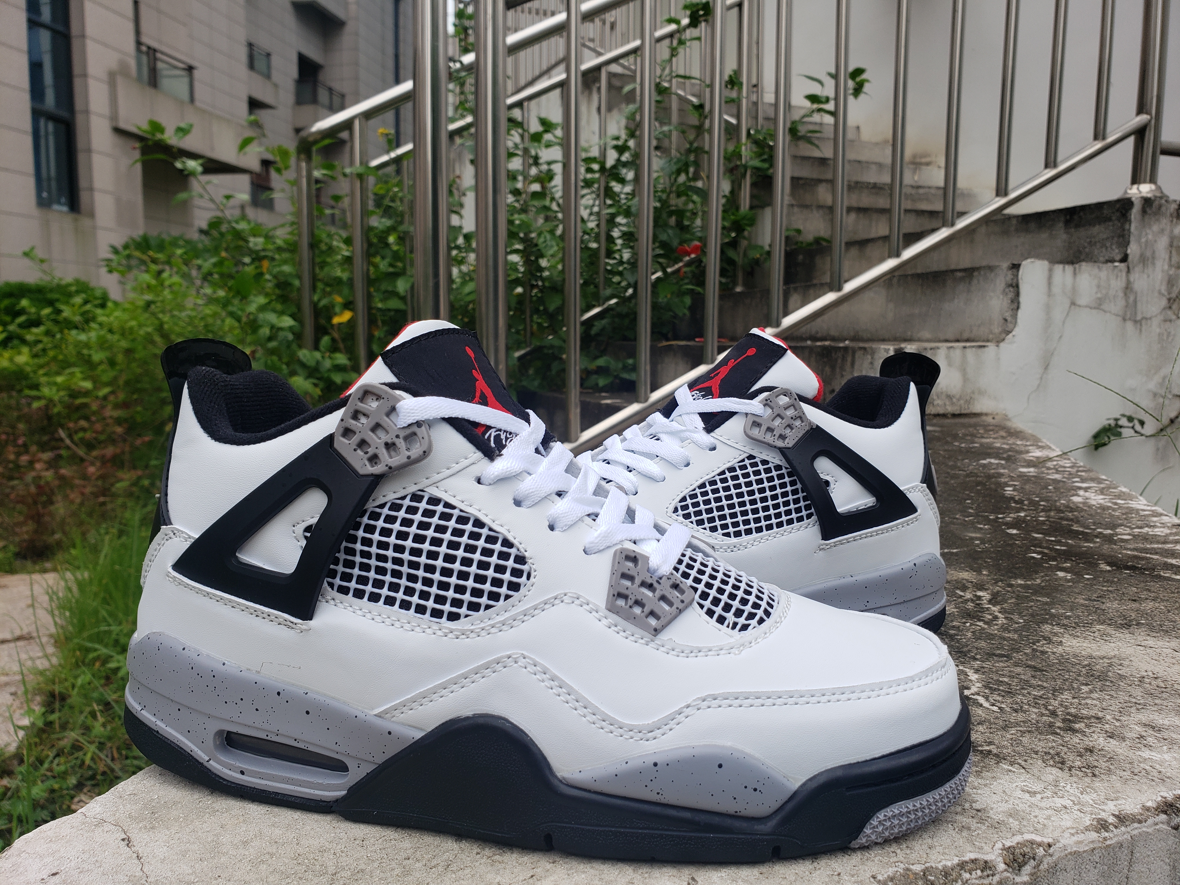 2021 Air Jordan 4 Retro White Grey Black Shoes